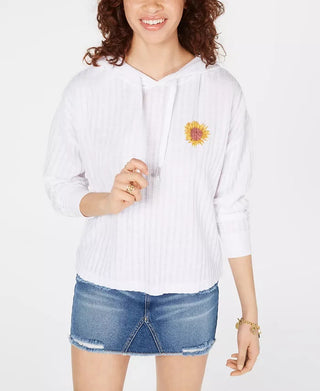 Moletom com capuz bordado de girassol Pretty Rebellious Juniors, tamanho X-S