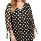 Blusa Alfani Feminina Plus com Bolinhas Metálicas e Manga Transparente em Lurex Dourado, Preto, Tamanho 0X