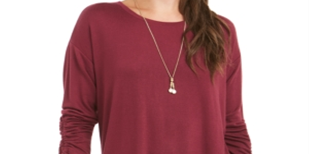 Top feminino com cordão e punho, estilo &amp; co, vermelho, tamanho pequeno GG