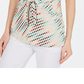 Blusa feminina Alfani estampada sem mangas com amarração frontal, bege-cáqui, tamanho grande