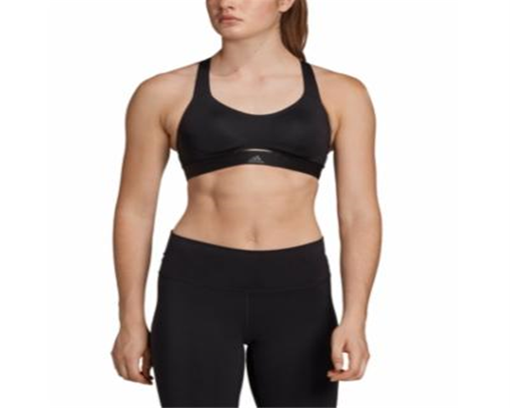 Sutiã esportivo macio adidas Stronger for It feminino, preto, tamanho 34 C