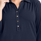Camisa polo feminina Charter Club Plus manga 3/4 azul tamanho 3X