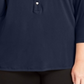 Camisa polo feminina Charter Club Plus manga 3/4 azul tamanho 3X