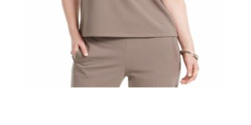 Blusa de crepe drapeada sem mangas com decote redondo e decote redondo Nine West para mulheres - marrom, tamanho M