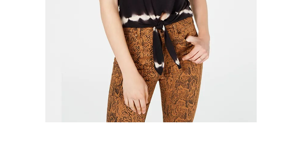 Camiseta estampada Ultra Flirt Juniors com amarração frontal, preta, tamanho X-S