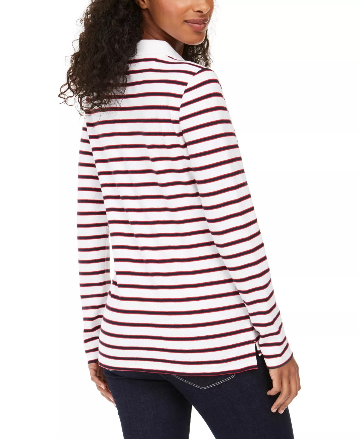 Camisa polo feminina Tommy Hilfiger manga comprida rosa tamanho extragrande