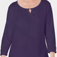 Blusa feminina Karen Scott com manga três quartos, azul, tamanho XX-G