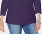 Blusa feminina Karen Scott com manga três quartos, azul, tamanho XX-G
