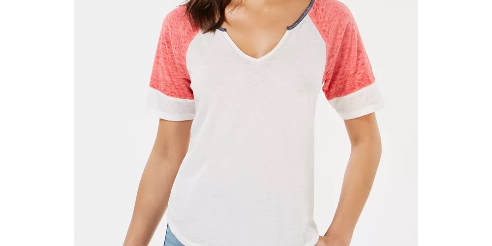 Camiseta de futebol americano Hippie Rose Juniors Colorblocked Burnout, tamanho grande, prata