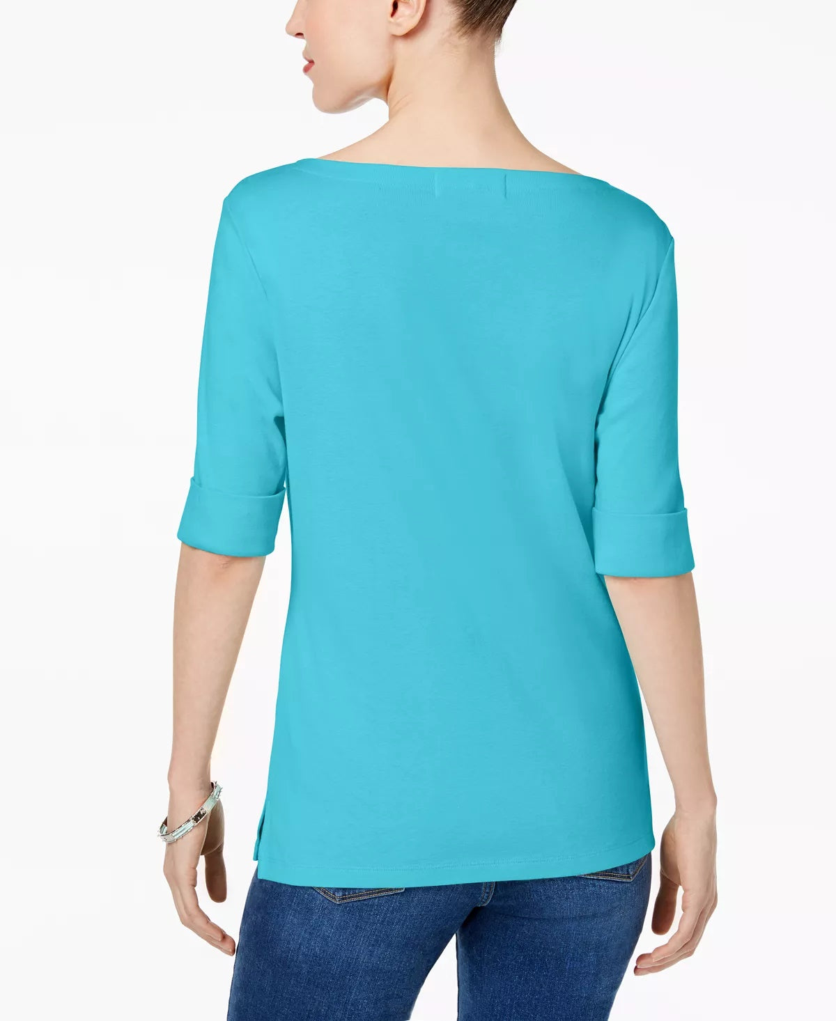 Karen Scott Top Feminino Petite Manga Cotovelo Vermelho Tamanho Médio