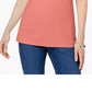 Karen Scott Top Feminino Petite Manga Cotovelo Vermelho Tamanho Médio