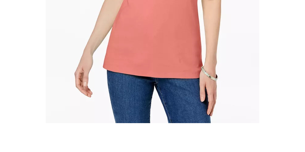 Karen Scott Top Feminino Petite Manga Cotovelo Vermelho Tamanho Médio