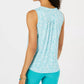 Charter Club feminino, blusa franzida com estampa de cavalo-marinho, tamanho PL, azul