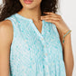 Charter Club feminino, blusa franzida com estampa de cavalo-marinho, tamanho PL, azul