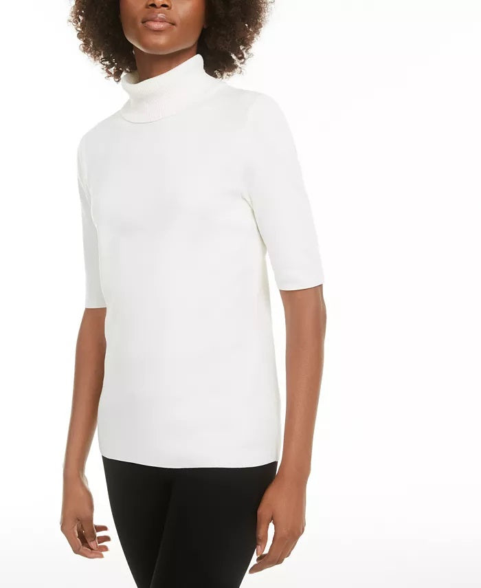 Alfani Suéter feminino de gola alta pequeno, branco, tamanho PL