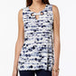 Top Alfani Feminino Petite Estampado com Gola Alta Azul Tamanho PXL