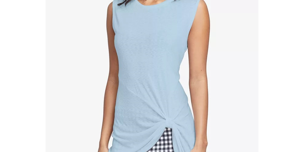 Rachel Roy Twisted High-Low Top Feminino Roxo Tamanho Grande