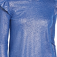 Blusa feminina Michael Kors com babados metálicos, manga comprida, gola joia, azul, tamanho extrapequeno