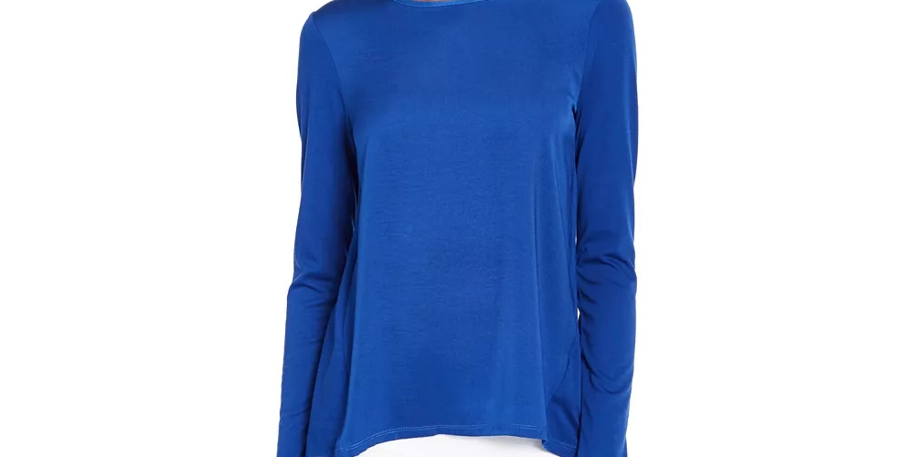 Blusa feminina Michael Kors Mixed-Media, tamanhos regular e pequeno, azul, tamanho extragrande
