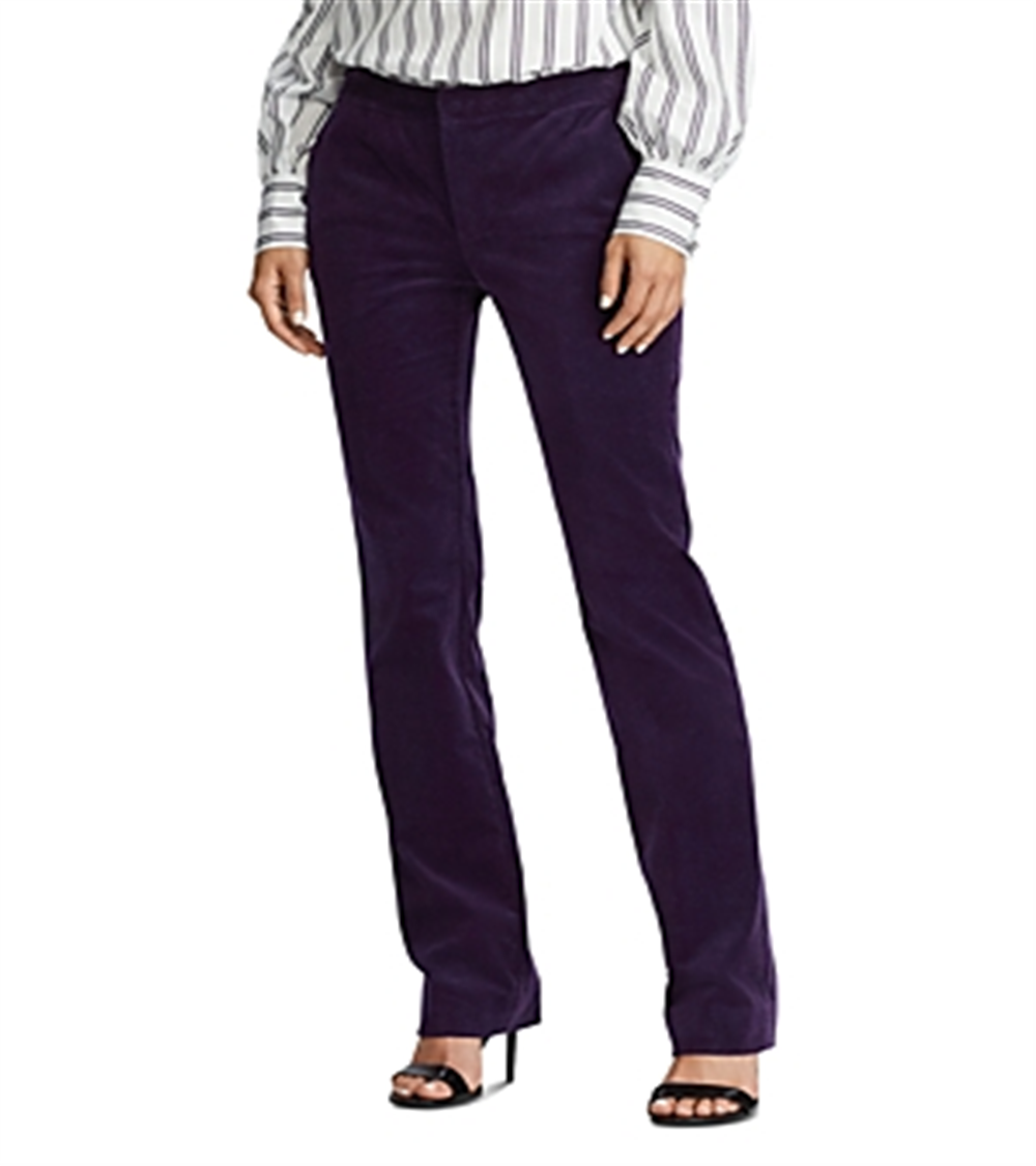 Calça Ralph Lauren Feminina Corduroy High Rise Straight Leg Roxa Tamanho 12