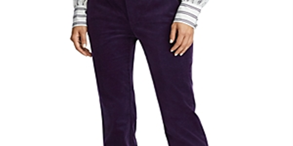 Calça Ralph Lauren Feminina Corduroy High Rise Straight Leg Roxa Tamanho 12