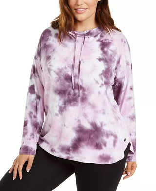 Calvin Klein Moletom Feminino Plus Size Tie-Dyed Performance Roxo Tamanho 2X