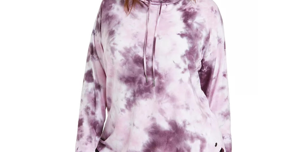 Calvin Klein Moletom Feminino Plus Size Tie-Dyed Performance Roxo Tamanho 2X