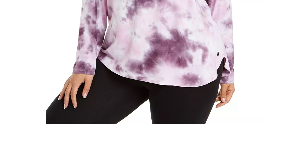 Calvin Klein Moletom Feminino Plus Size Tie-Dyed Performance Roxo Tamanho 2X