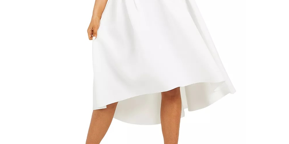 Saia feminina Quiz com bainha caída, branca, tamanho 6