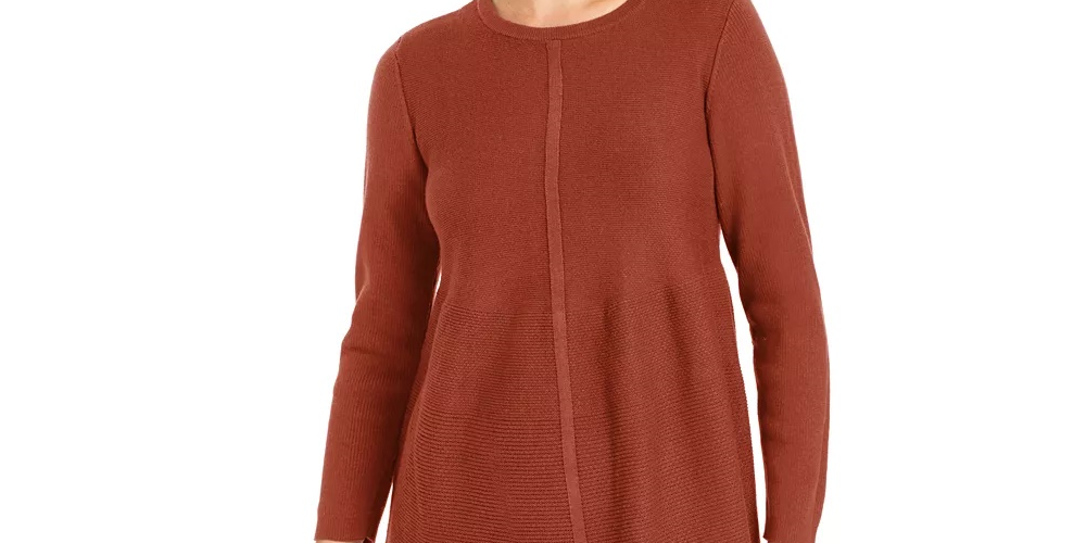 Túnica feminina de malha com pontos mistos Style &amp; Co, preta, tamanho pequeno