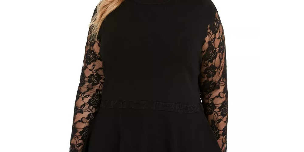 Suéter peplum de renda plus size feminino INC International Concepts, vermelho, tamanho 1X