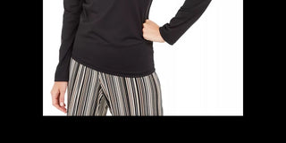 Blusa lisa com decote redondo feminina Alfani, preta, tamanho grande