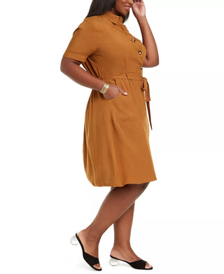 Vestido-camisa midi plus size Monteau Trendy feminino marrom tamanho 2X