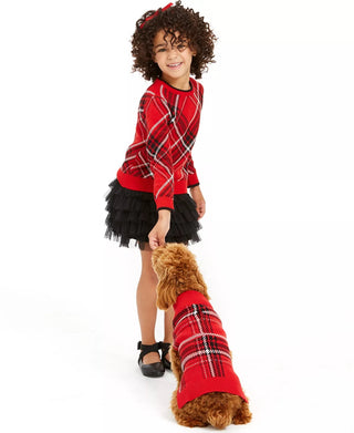 Charter Club Little Girls Xadrez Família Suéter Vermelho Tamanho 3T REG