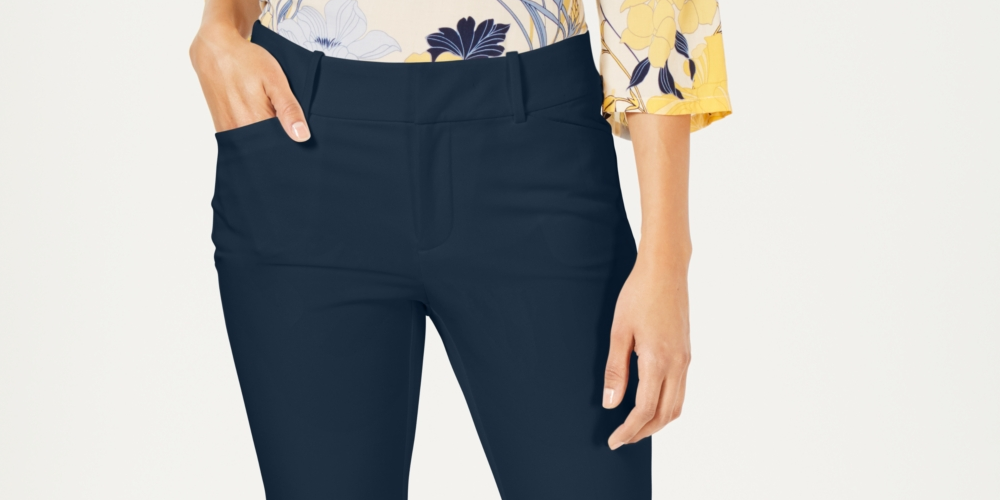 Calça feminina Charter Club Newport Tummy Control Slim Fit Azul Tamanho 8