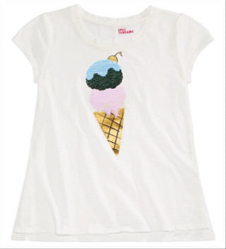 Epic Threads Big Girl's Ice Cream Flip Sequin T-Shirt White Size S