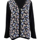 Anne Klein Cardigan Feminino Estampado Floral Tamanho Grande Cinza Escuro
