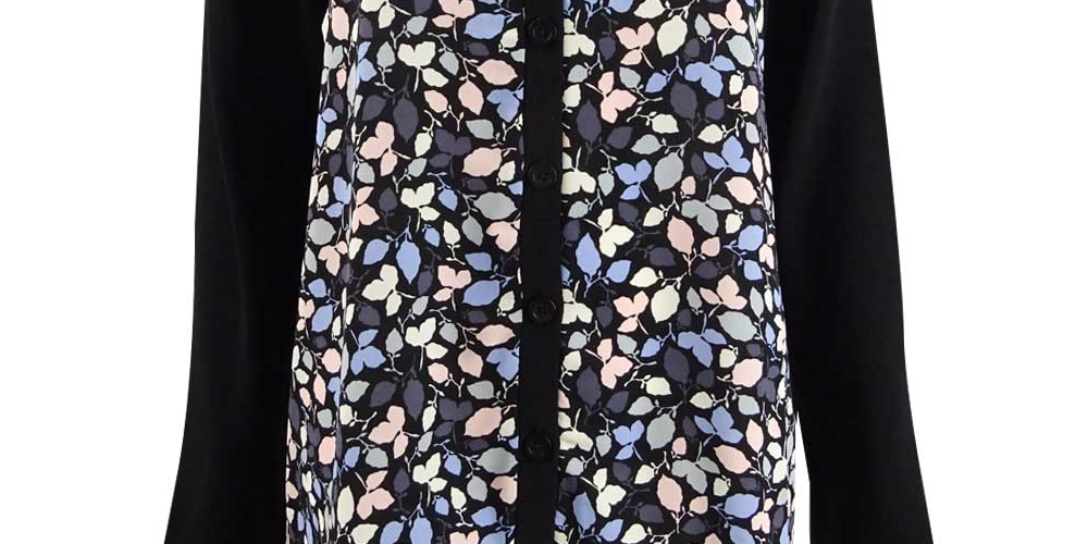 Anne Klein Cardigan Feminino Estampado Floral Tamanho Grande Cinza Escuro