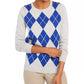 Suéter feminino Charter Club Argyle com gola redonda, cinza, tamanho XX-G