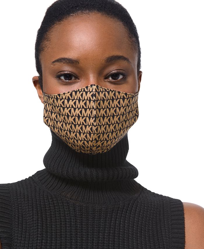Máscara facial unissex com estampa de logotipo masculino Michael Kors, preta, tamanho pequeno