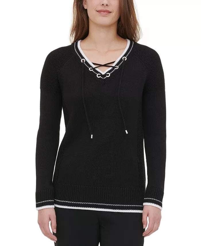Suéter Calvin Klein Feminino com Cadarço Preto Tamanho X-S