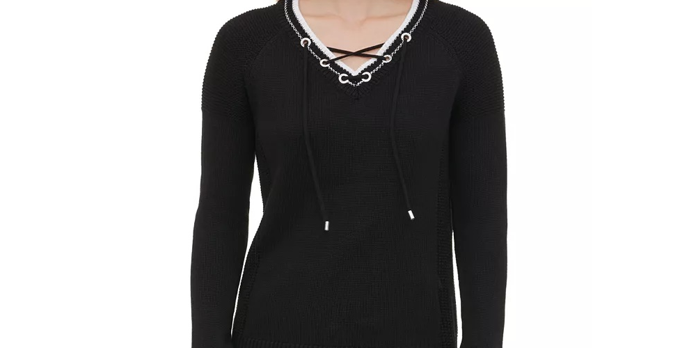 Suéter Calvin Klein Feminino com Cadarço Preto Tamanho X-S