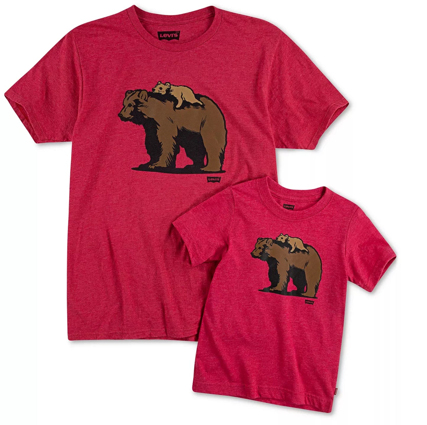 Camiseta Levi's Daddy &amp; Me Collection Baby Boys Papa Bear &amp; Baby Bear Graphic, vermelha, tamanho 12