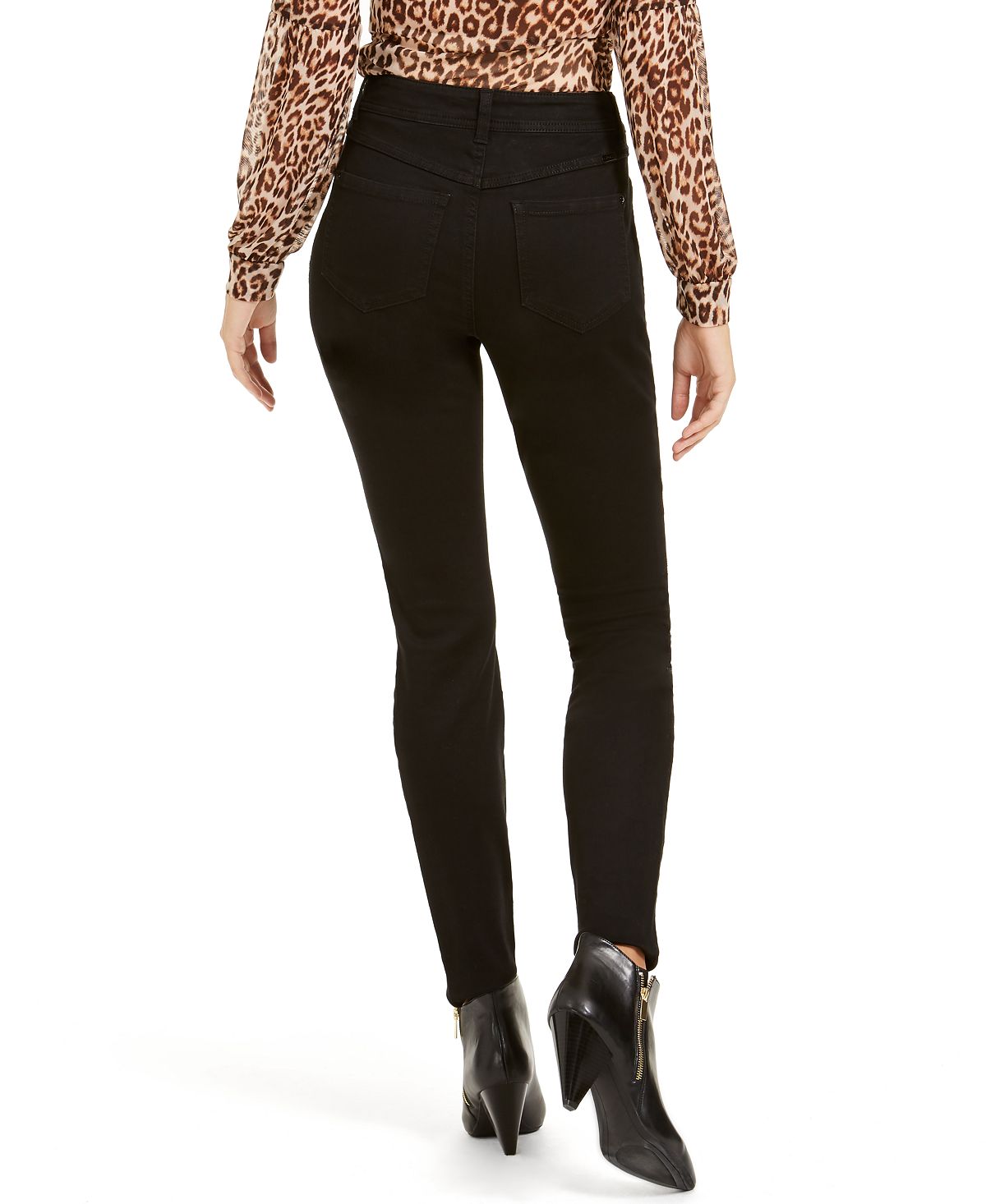 Calça jeans skinny feminina INC International Concepts com estampa de zebra e curvas, preta, tamanho 0