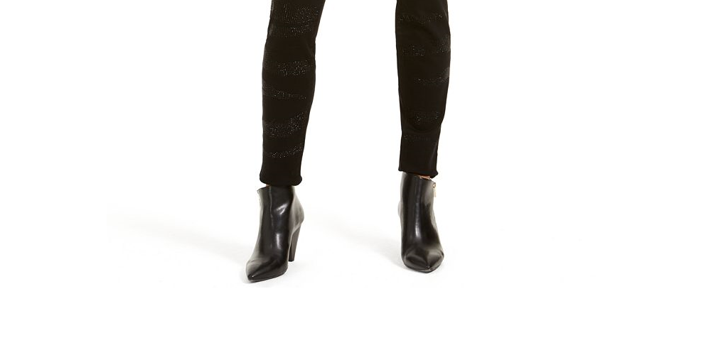 Calça jeans skinny feminina INC International Concepts com estampa de zebra e curvas, preta, tamanho 0