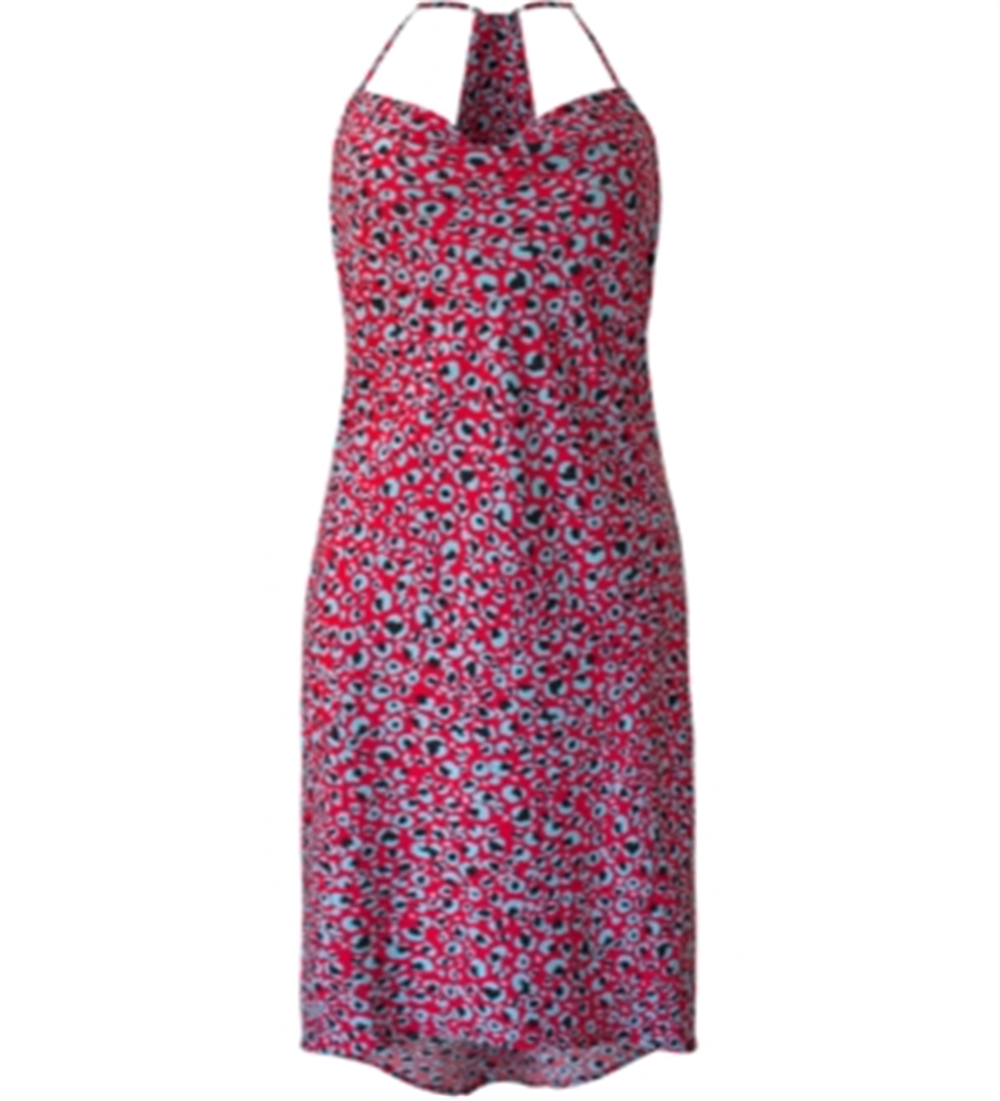 Vestido assimétrico de coquetel feminino BCBGeneration, com decote em V, tecido vermelho, tamanho G