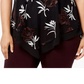 Blusa feminina Alfani Plus com bainha pontuda e bordado, vermelha, tamanho 3X