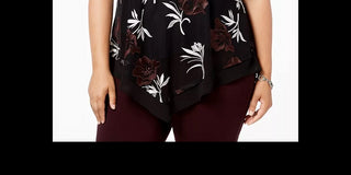 Blusa feminina Alfani Plus com bainha pontuda e bordado, vermelha, tamanho 3X