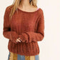 Blusa feminina de manga comprida e decote redondo Free People, marrom, tamanho pequeno