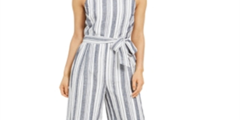 Macacão feminino listrado com cinto Charter Club - cinza, tamanho 18